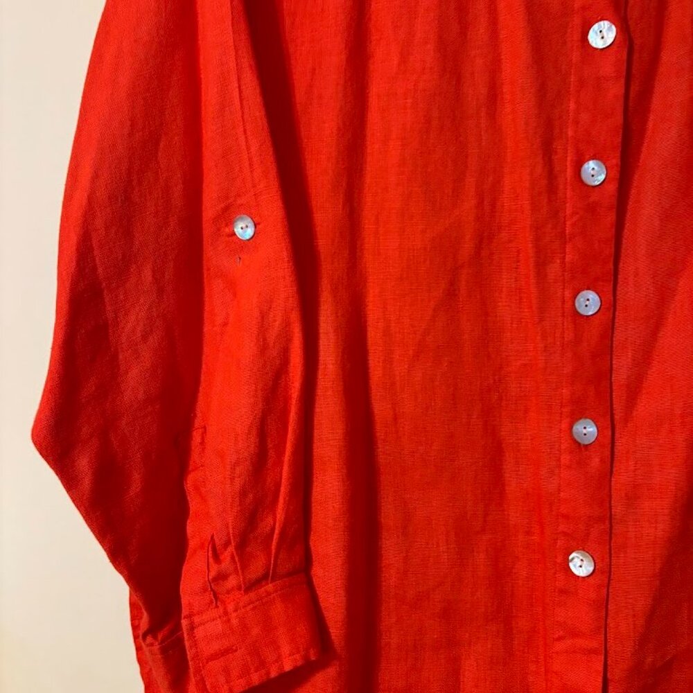 Beautiful Studio Works Orange Linen Top with Long Sleeves (3x) for any occasion - Picture 12 of 16